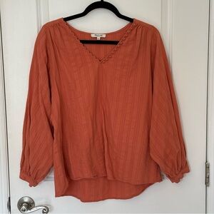 Madewell Orange Relaxed Ribbed Blouse